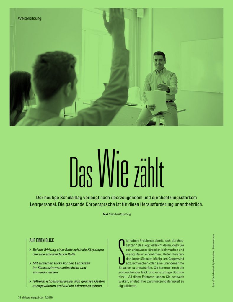 das wie zählt didacta Körpersprache und Wirkungskompetenz für