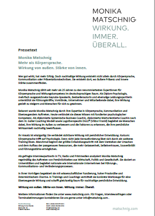 Pressetext Monika Matschnig